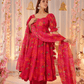 Aayaa Designer Printed Tebby Silk Suit - Multi Color