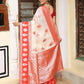 Shree Shyam Fashion White & Red Linen Cotton Saree