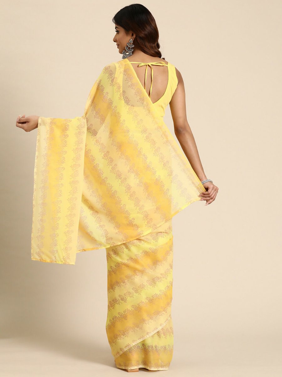 Ahalyaa Women's Traditional Semi Stitch Saree - Yellow | Swadesiicart