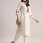 Aavyora Women's Off-White Embroidered Cotton Flex Co-Ord Set - Swadesiicart