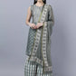 Myshka Women Grey Ethnic Motifs Printed Kurta with Shararas With Dupatta Set | Swadesiicart
