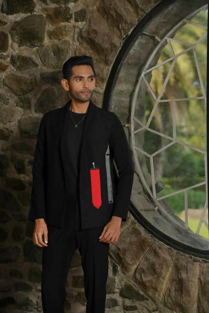 Statement Embroidered Black Co-Ord Set by Hilo Design - Swadesiicart