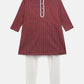 Ahalyaa Boys Maroon Pure Cotton Digital Print Kids Kurta Churidar Set | Swadesiicart