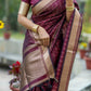 Vishnu Weaves Women's Maroon Raw Silk Saree with Blouse - Swadesiicart