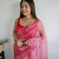 Vamsee Pink Organza Saree - Swadesiicart