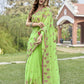 Vamsee Rashmika 2.0 Green Georgette Silk Saree - Swadesiicart