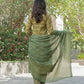 BulBul Aaliya Green Elegance Cotton Kurta Set with Embroidered Organza Dupatta - Swadesiicart