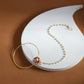 Gold-Pleated Red White Kundan Studded Beaded Chained Nosepin - Ruby Raang | Swadesiicart