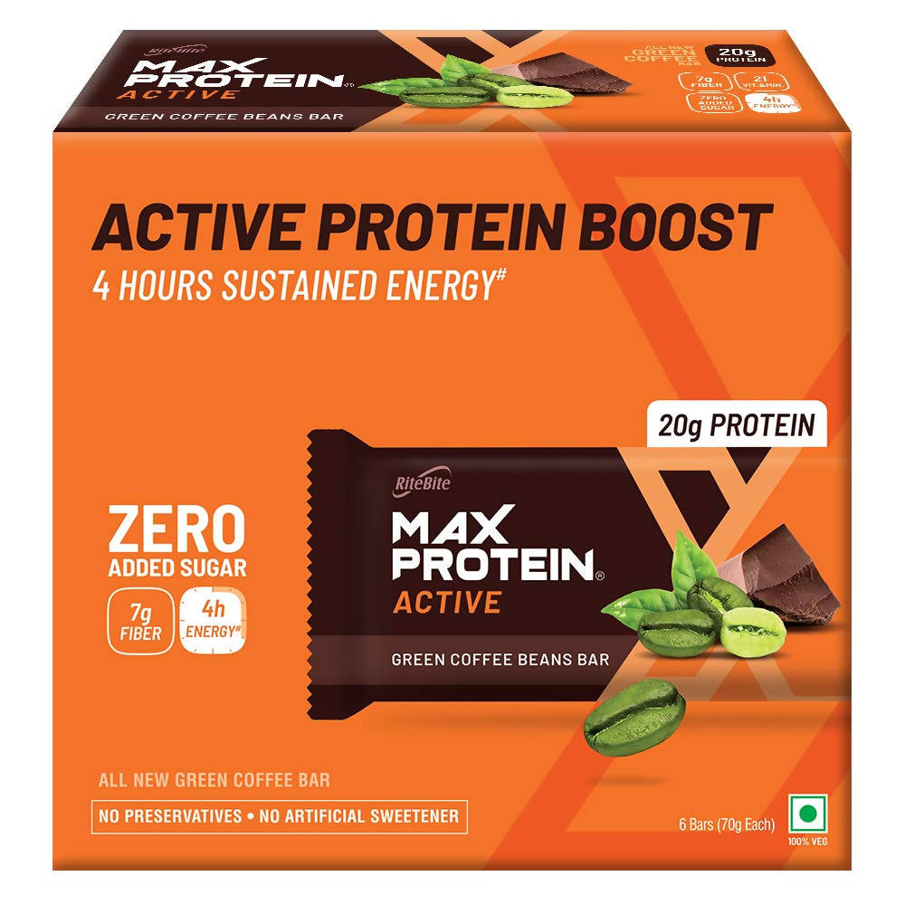 RiteBite Max Protein Active Green Coffee Beans Bar - Swadesiicart