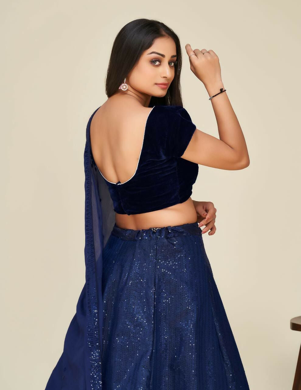 Jyoti Fashion Women's Blue Two Tone Tapeta Silk Sequins Designer Lehenga Choli Set | Swadesiicart