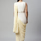 Ahalyaa Women Off White Crepe Georgette Saree Dress With Printed Pallu | Swadesiicart
