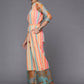 Ahalyaa Coral Orange & Blue Candy Striped Basic Jumpsuit - Swadesiicart