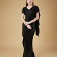Black Imported Crush Solid Ready to Wear Saree with stitched Blouse - Aayan | Swadesiicart
