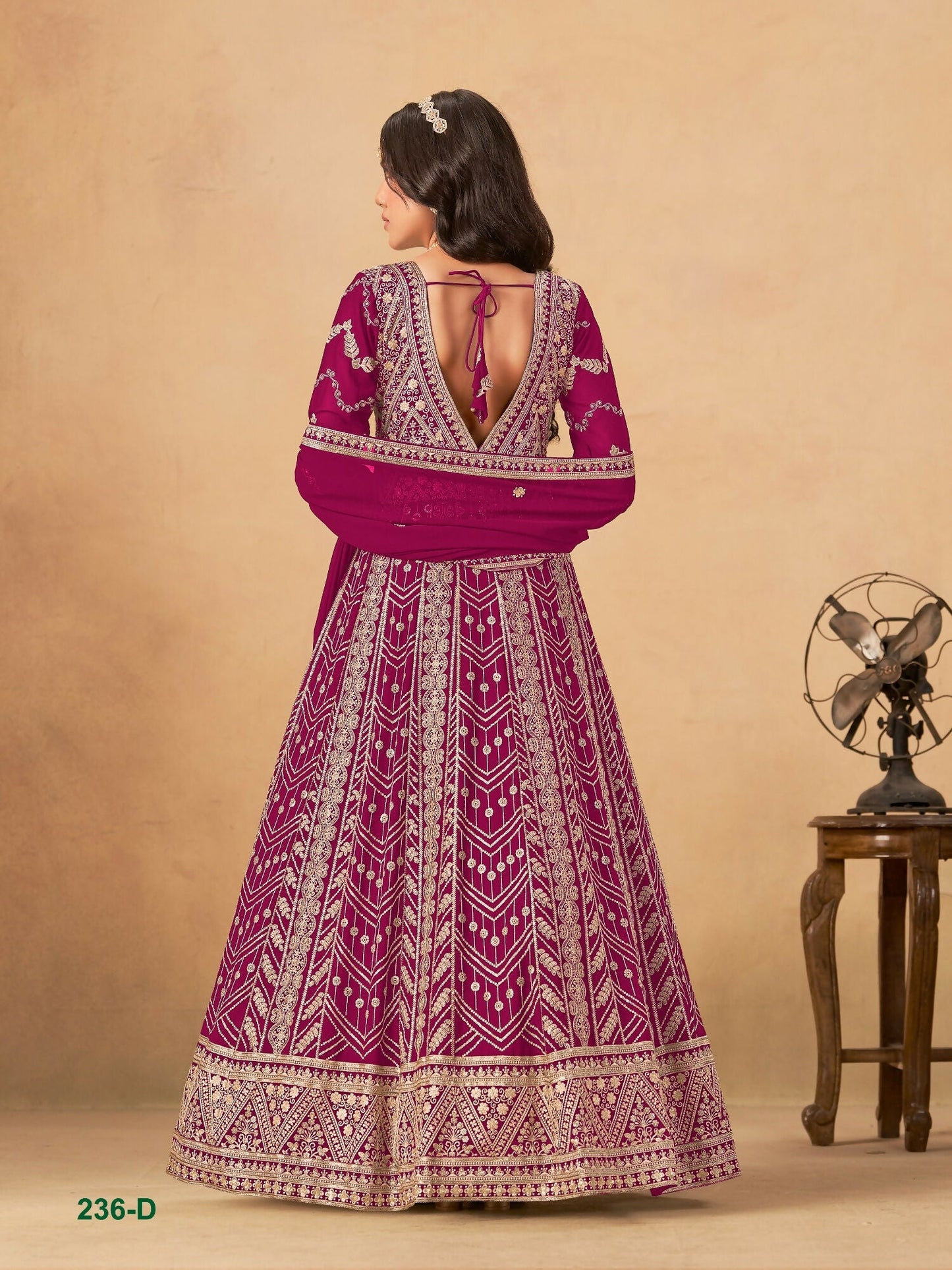 Anaita Rani Pink Faux Georgette Stitched Anarkali Suit with Heavy Embroidery Work