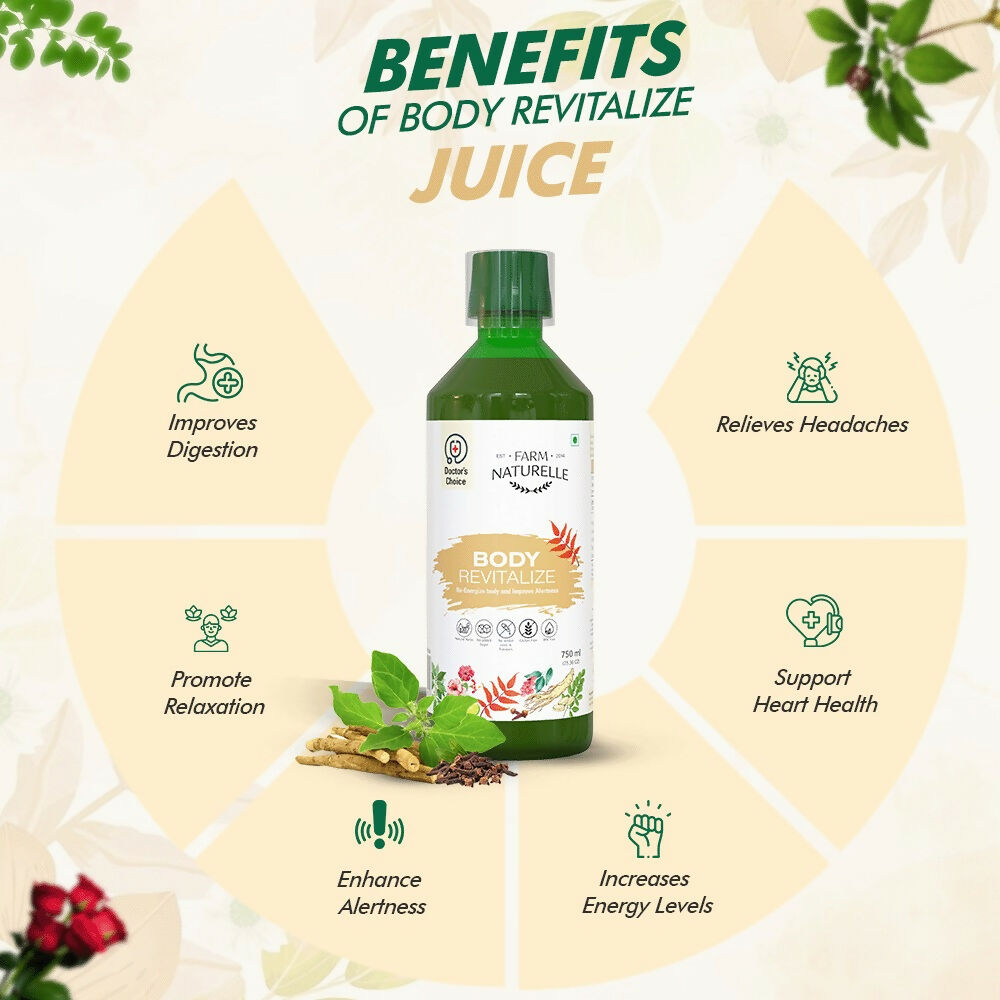 Farm Naturelle Body Revitalizer Juice - Ayurvedic Formula for Energy and Vitality | Swadesiicart