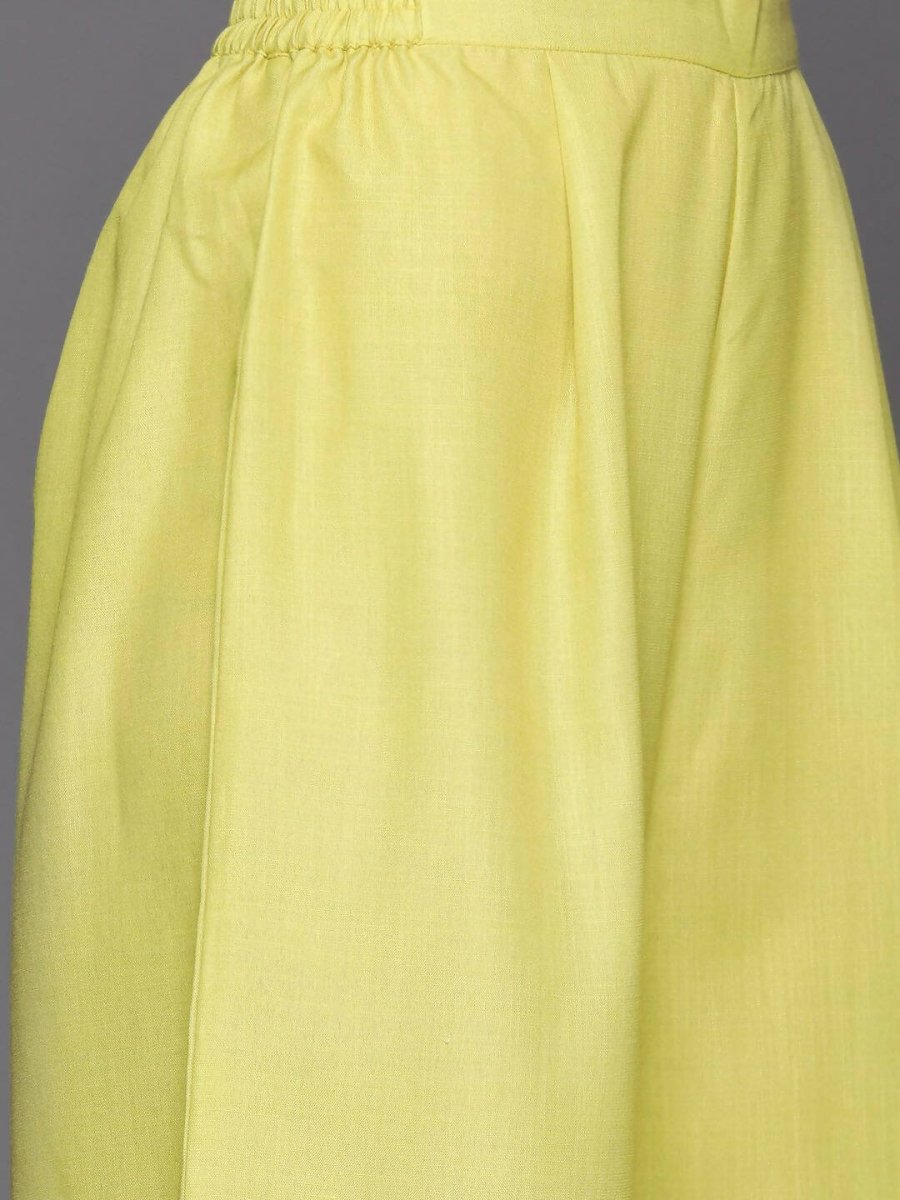 Ahalyaa Womens Yellow Cotton Digital Printed Kurta Palazzo Set | Swadesiicart