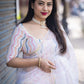 White Organza Thread Saree with Unstitched Blouse - Hiral Fashion | Swadesiicart