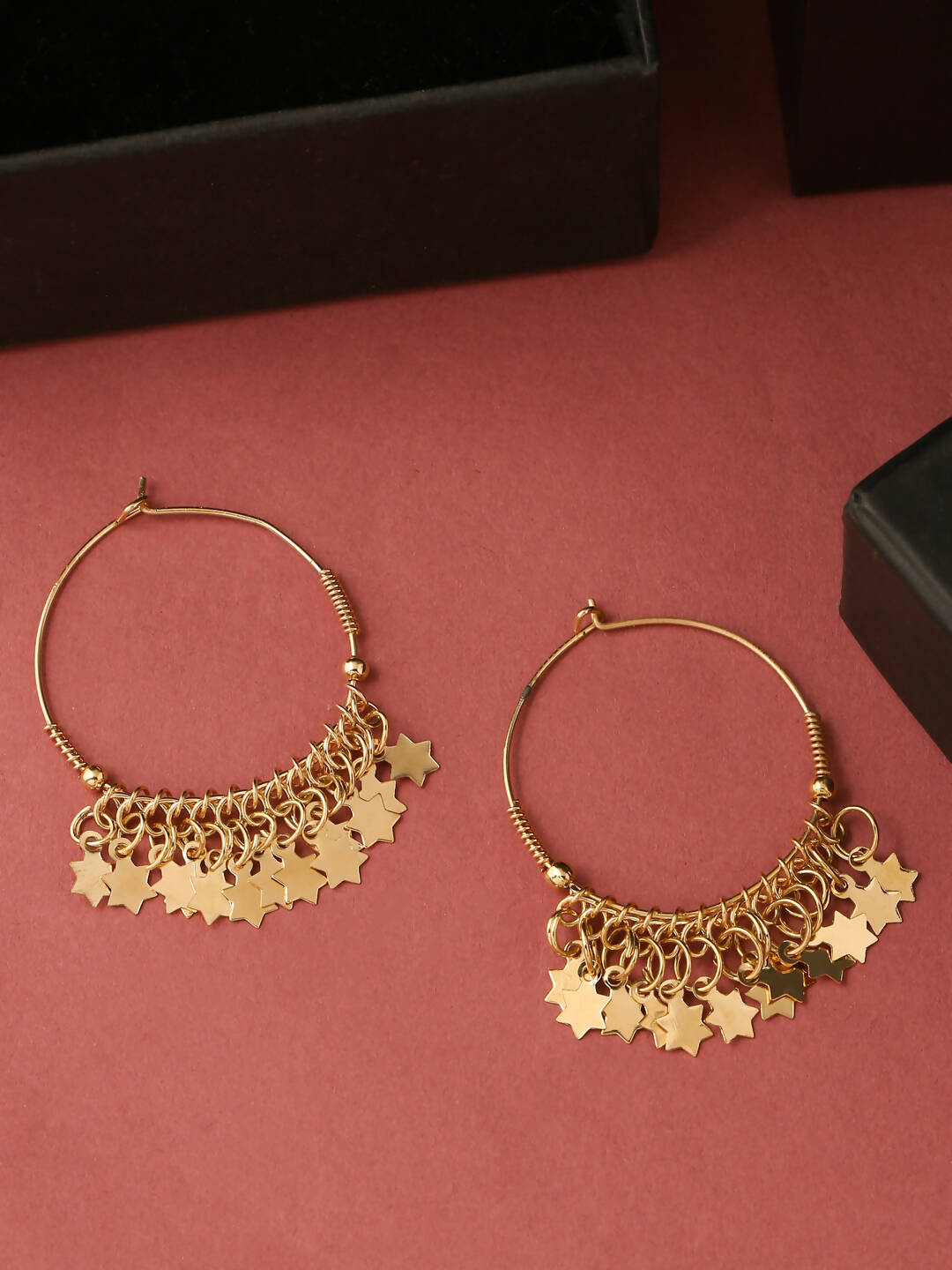 NVR Women Gold-Polished Hoop Earrings | Swadesiicart