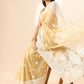 Beige Organza Geometric Embroidered Saree with Unstitched Blouse Piece - Roozal