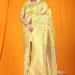 Jyoti Fashion Women's Cream Kanjivaram Silk Zari Woven Saree with Blouse | Swadesiicart
