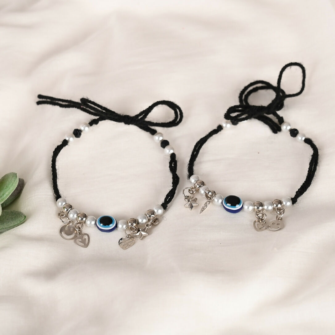 NVR Women Set of 2 Evil Eye Adjustable Anklet | Swadesiicart