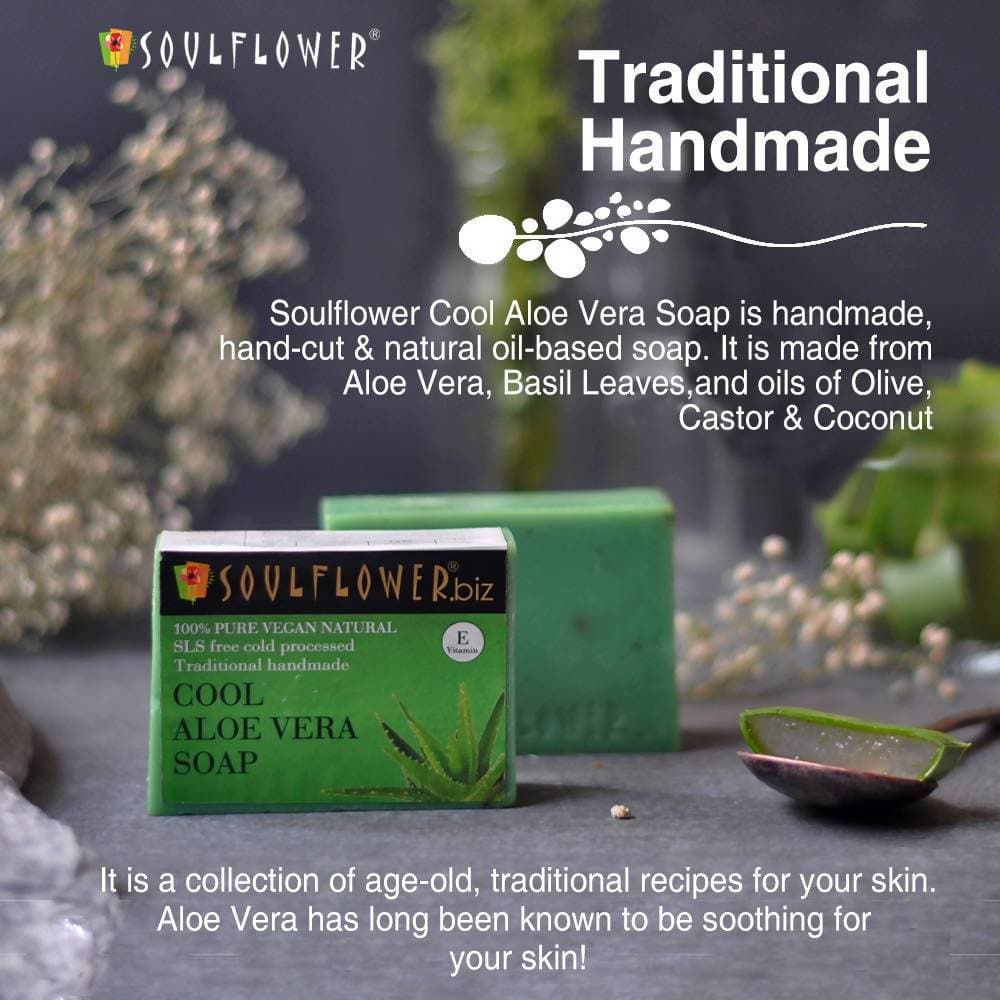 Soulflower Cool Aloe Vera Handmade Soap - Swadesiicart
