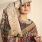 Brown Bhagalpuri Silk Floral Print with Hand work & Stone Work Border Saree - Norita Nirvi