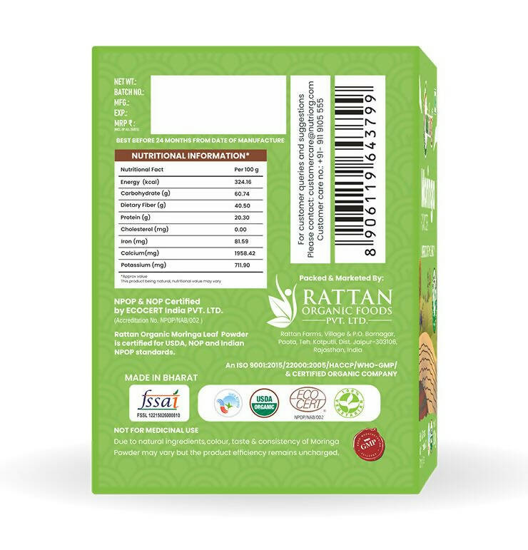 Nutriorg Certified Organic Moringa Powder - Swadesiicart