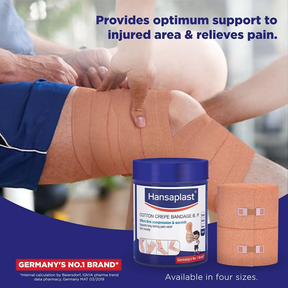 Hansaplast Soft Cotton Crepe Bandage For Pain Relief - 10CM x 4MTR | Swadesiicart