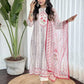 White Multi Viscose Chanderi Stitched Suit With Dupatta - Tanisha | Swadesiicart