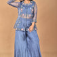 Morchari Women And Hand Embroidery Palazzo Set-Grey - Swadesiicart