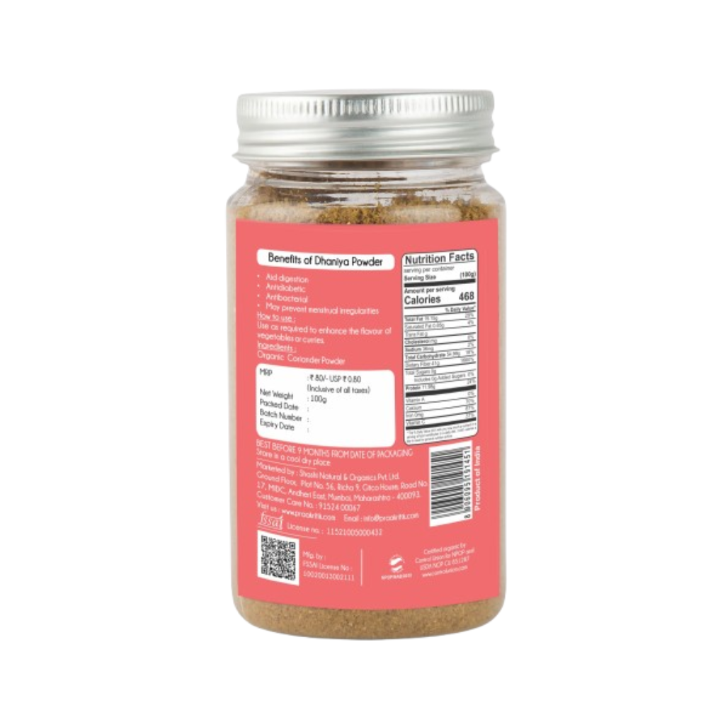 Praakritik Organic Dhaniya Powder - Swadesiicart