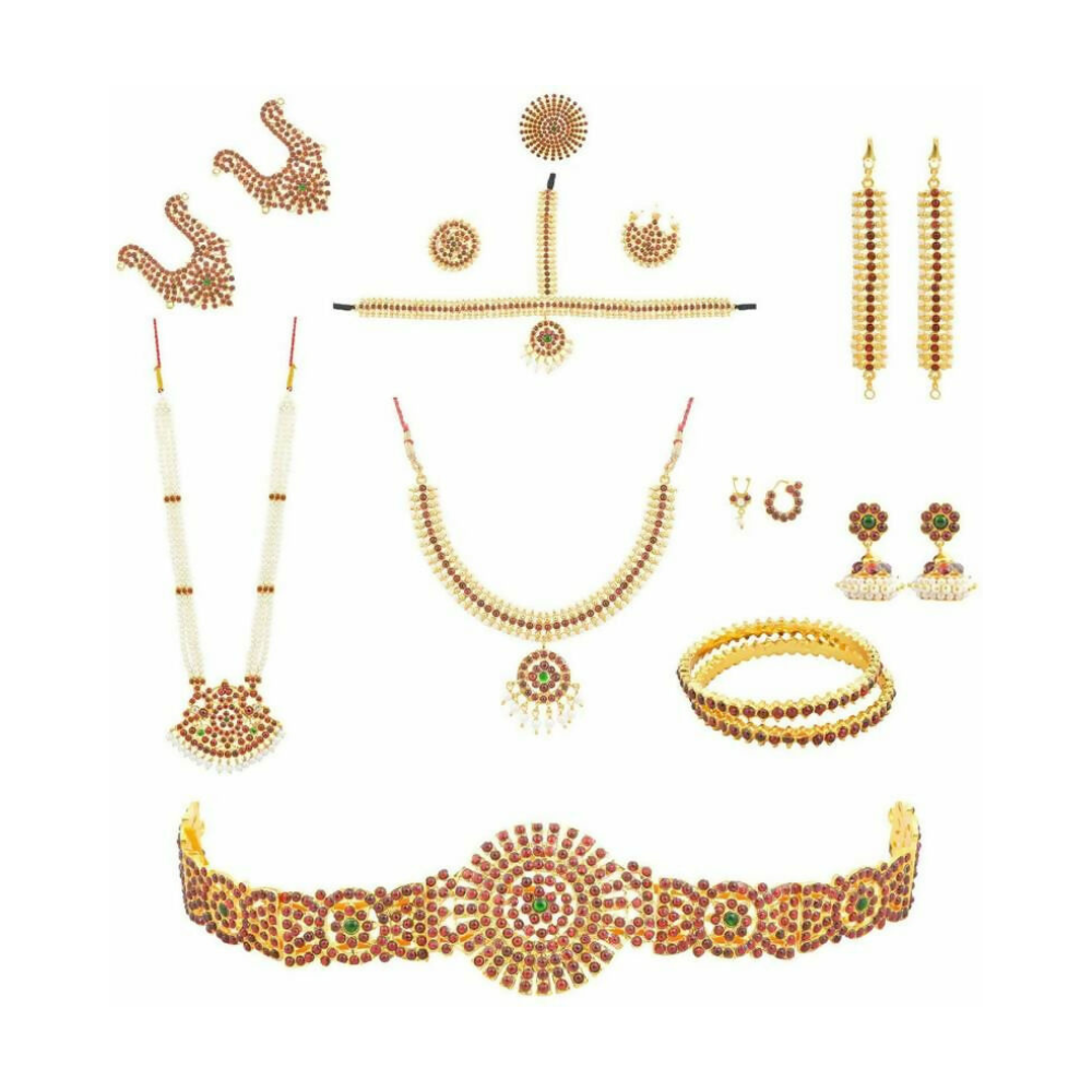 Elite trade Brass Gold Red Jewel Set - Swadesiicart