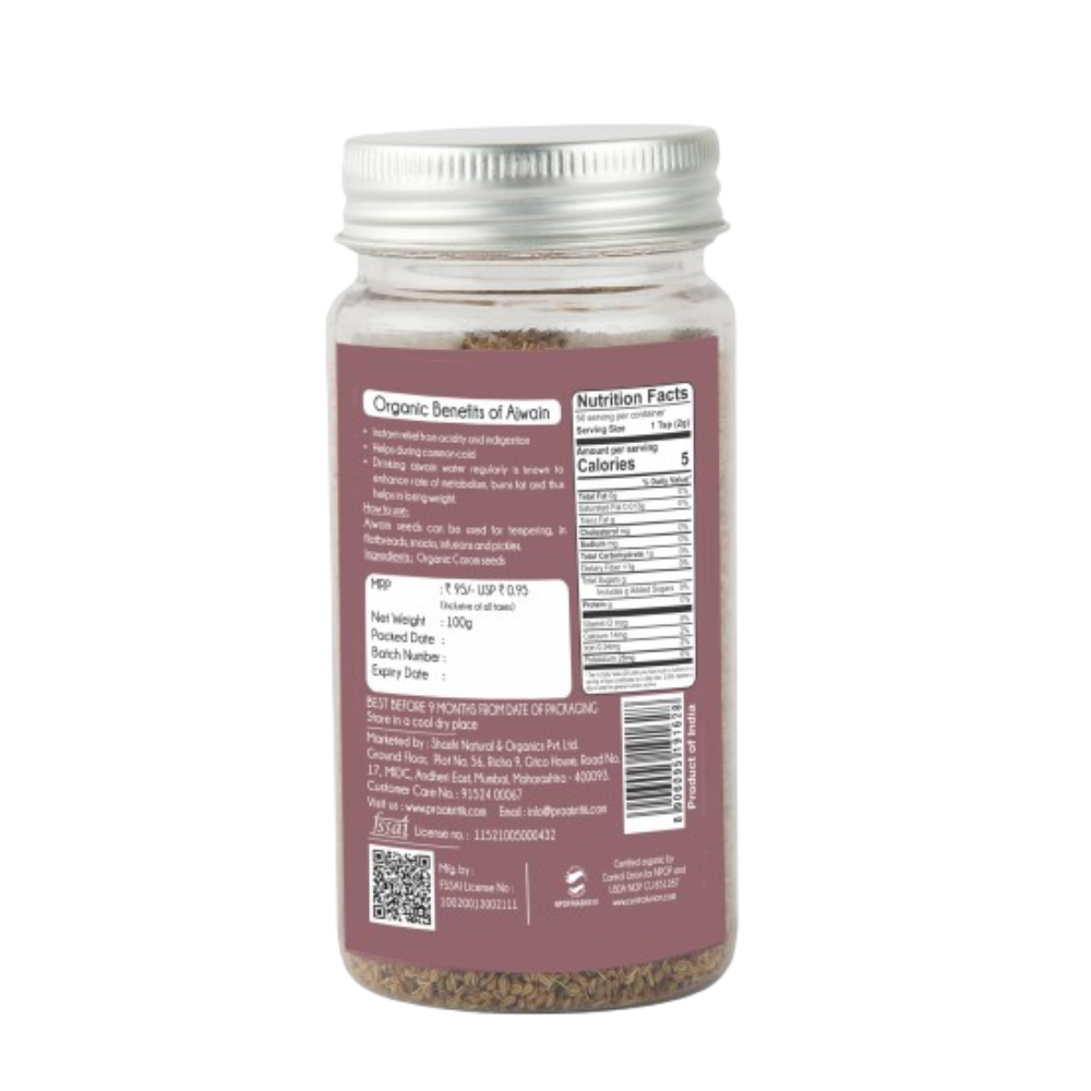 Praakritik Organic Ajwain - Swadesiicart