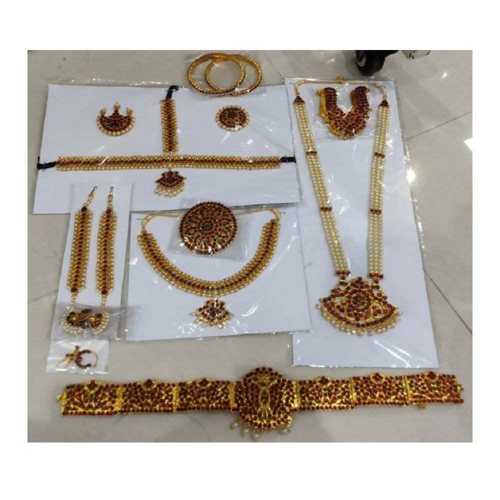 Elite trade Brass Gold Red Jewel Set - Swadesiicart