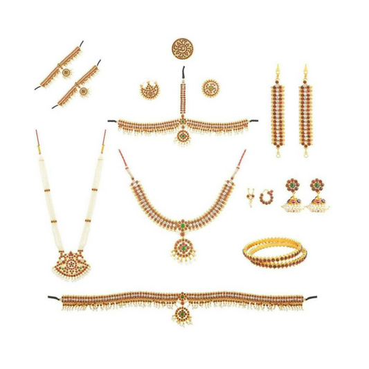 Elite trade Metal Copper Gold Green White Jewel Set - Swadesiicart