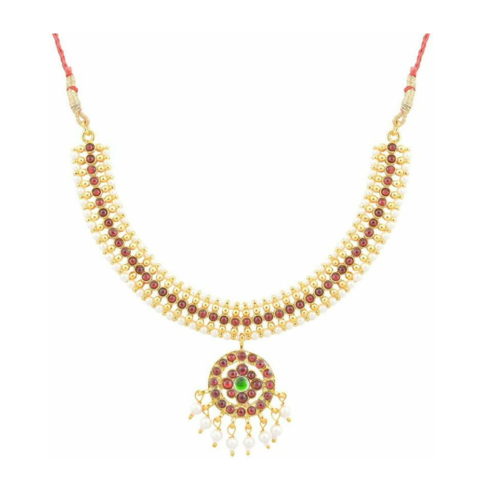 Elite trade Brass Gold Red Jewel Set - Swadesiicart