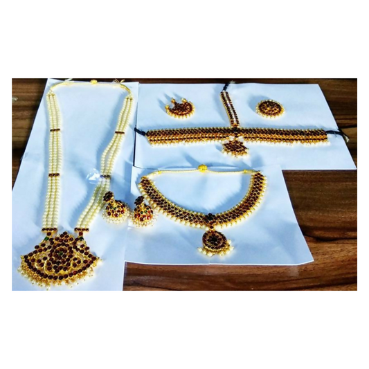 Elite trade Brass Alloy Gold Red Jewel Set - Swadesiicart