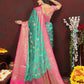 Lorenvalley Fashion Teal Cotton Woven Design Zari Meenakari Weaving Saree - Swadesiicart