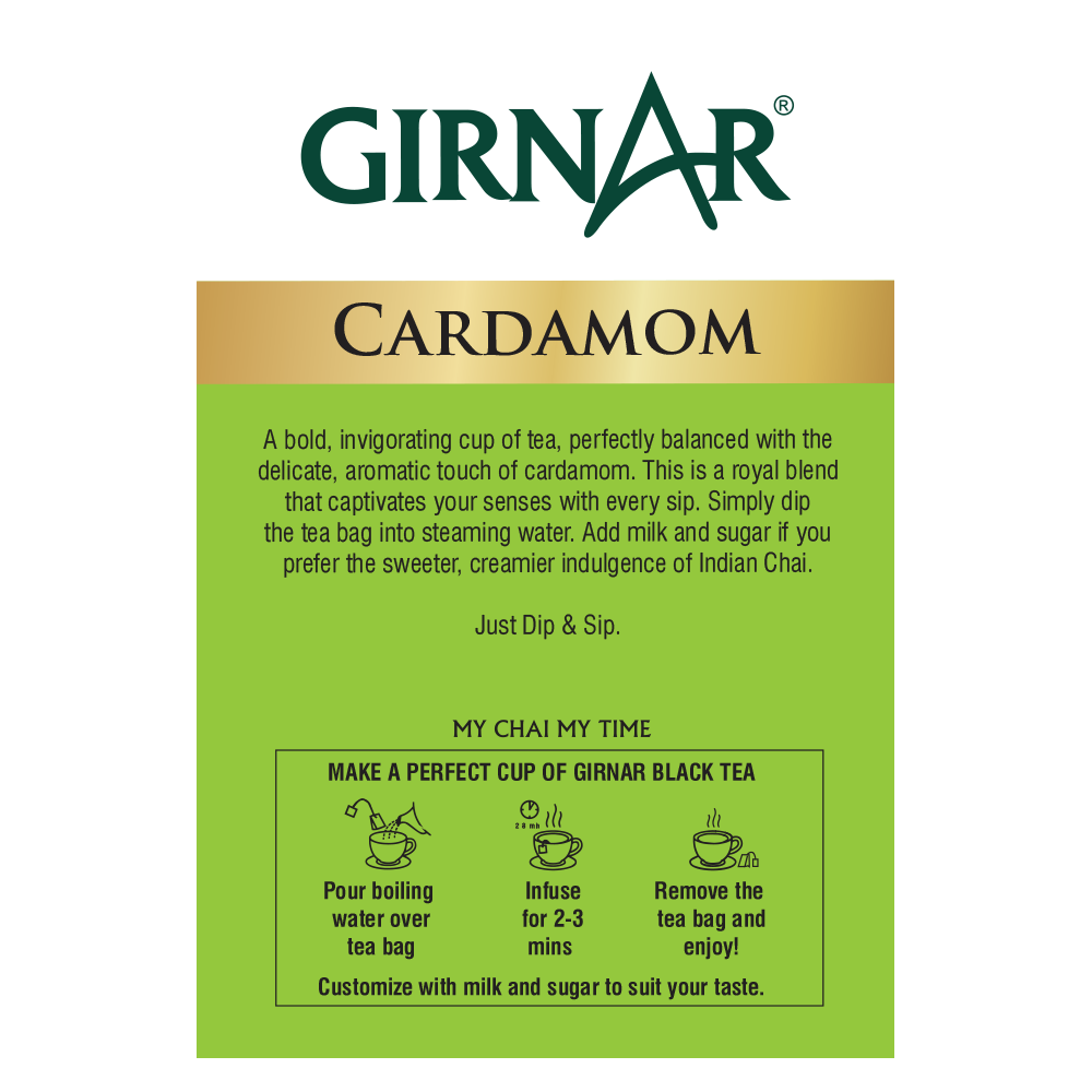 Girnar Black Tea Bags - Elaichi | Swadesiicart