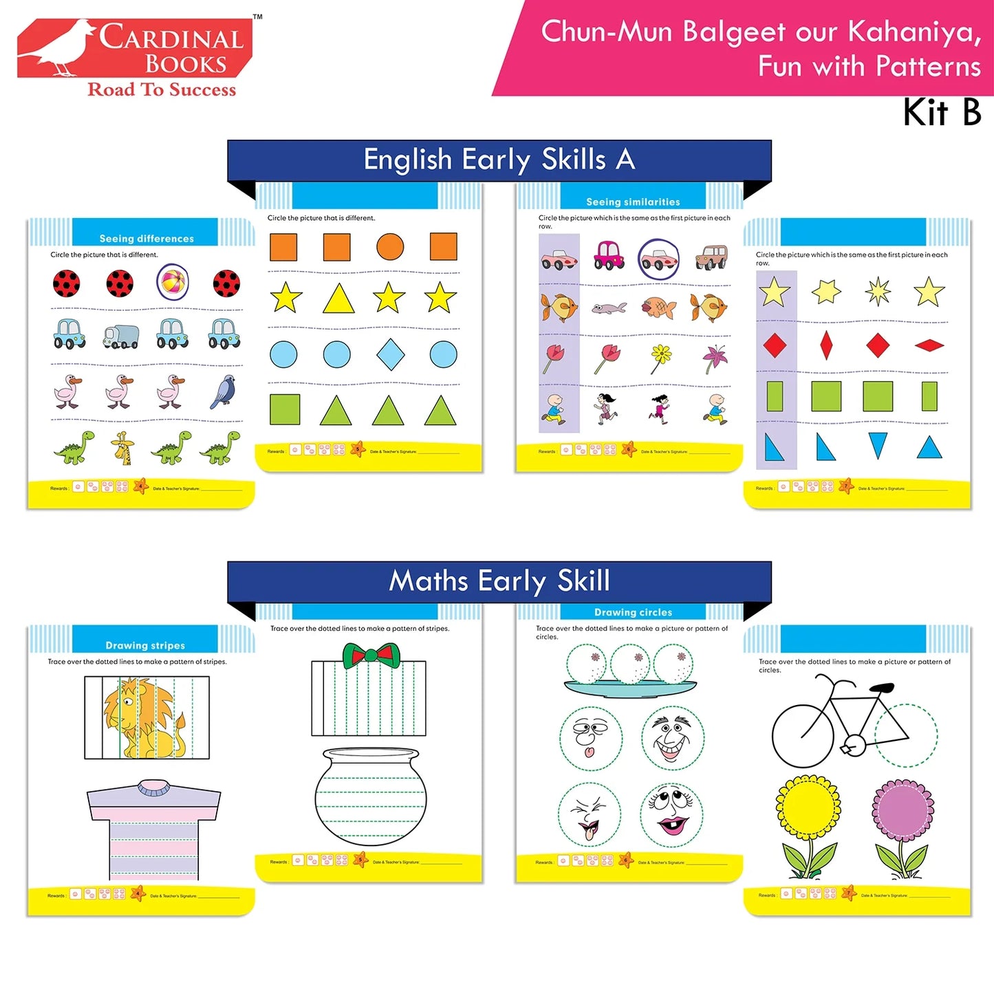 Cardinal Books Preschool Learning Nursery Kit B Set of 8|Alphabet | Numbers| Rhymes & Stories| Colouring| Phonic Book Ages 3-4 Years - Swadesiicart