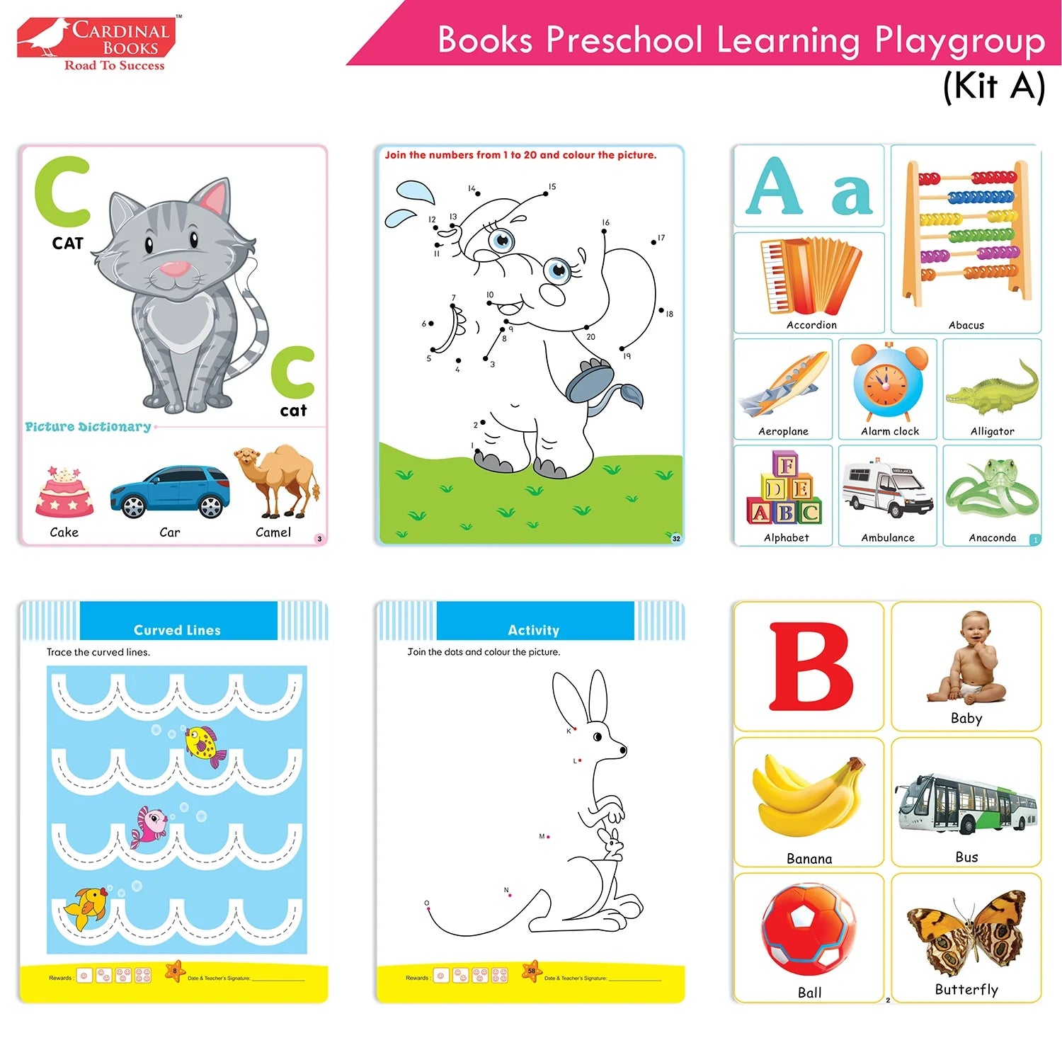 Cardinal Books Preschool Learning Playgroup (Preparatory Pre-Nursery) Kit A| Ages 2-3 Years| My First ABC Picture Dictionary - Swadesiicart