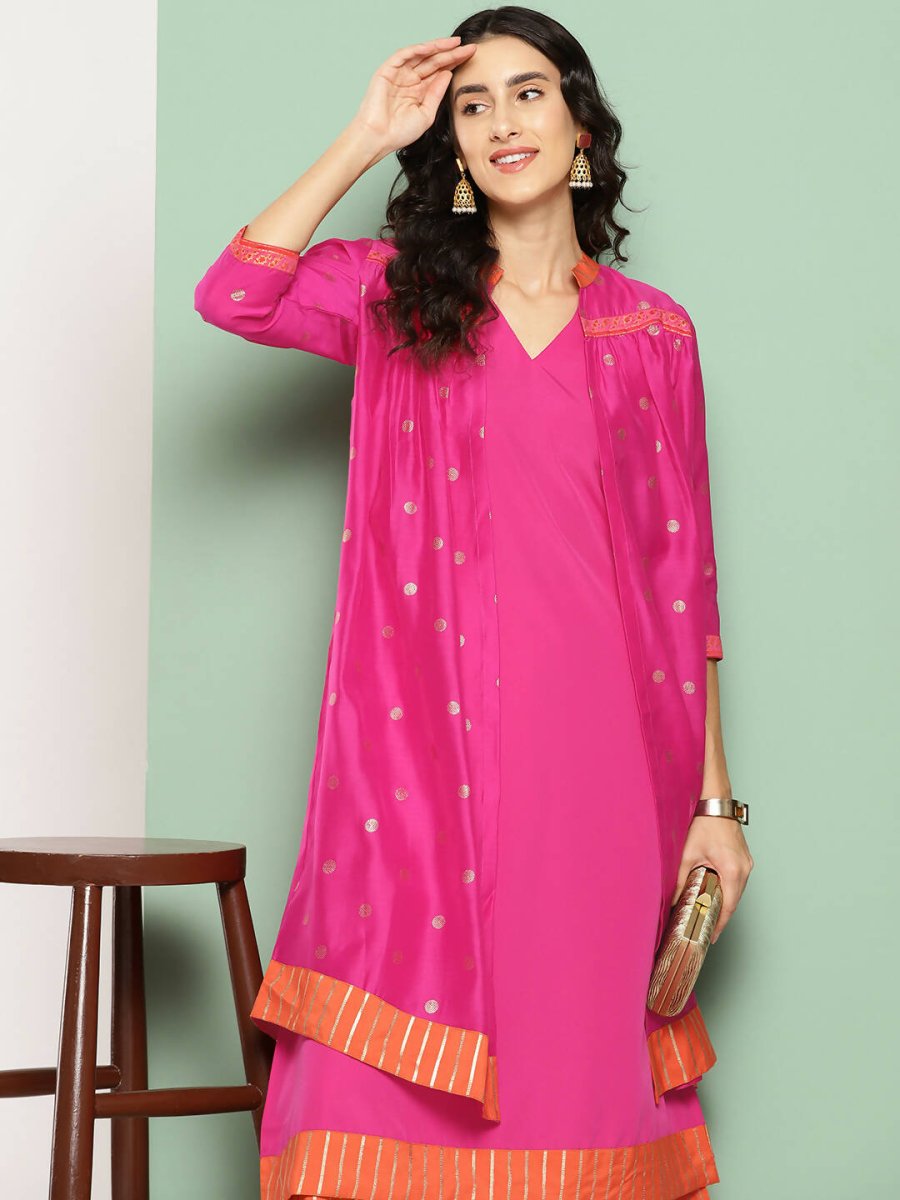 Ahalyaa Women's Traditional wear Kurta Set - Pink | Swadesiicart