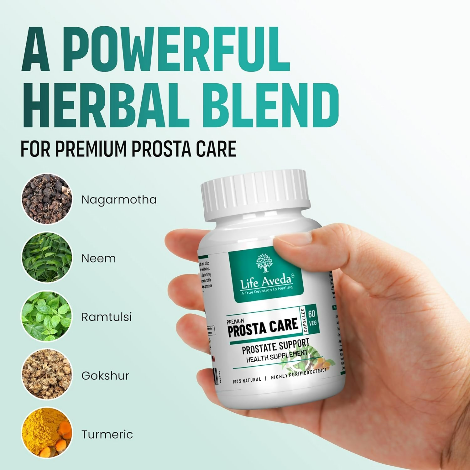 Life Aveda 100% Natural Ayurvedic Premium Prosta Care Capsule For Men's | Swadesiicart