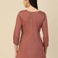 Brown Chinon Floral Embroidered Top - Zeny