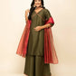 FIORRA Women's Green Silk Blend Straight Kurta Palazzo Set With Dupatta - Swadesiicart