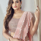 Mahotsav Women's Peach Lycra Embellished Ready To Wear Saree With Stitched Blouse | Swadesiicart