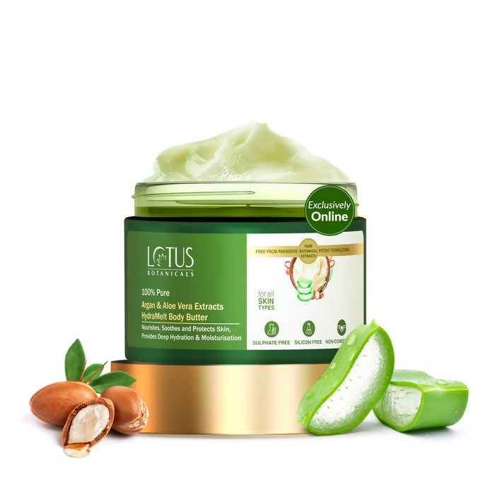 Lotus Botanicals 100% Pure Argan & Aloe Vera Extracts HydraMelt Body Butter | Swadesiicart