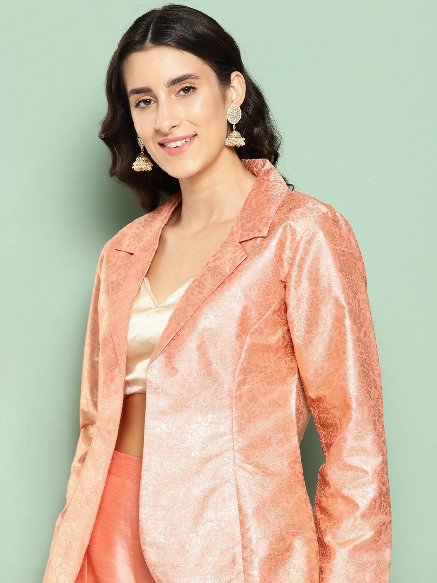 Ahalyaa Women's Traditional Wear Co-ods - Peach | Swadesiicart