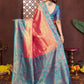 Aastha Fashion Orange Tissue Silk Weaving Saree